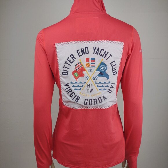 NWOT Bitter End Yacht Club coral red mesh 1/4 zip hooded pullover ladies Small - Picture 8 of 12